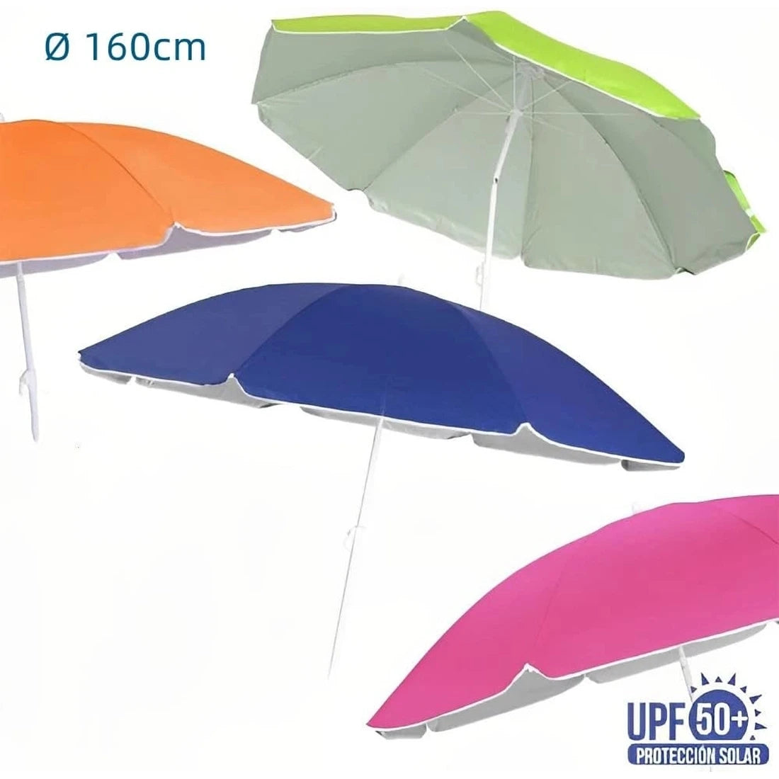 Pandahome beach umbrella, sunshade upf +50 4 assorted colors nylon 160 cm/180 cm/200cm/220cm