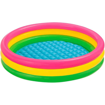 Inflatable pool with 3 sunset rings 114 x 25cm, color pink, yellow, green, intex 57412
