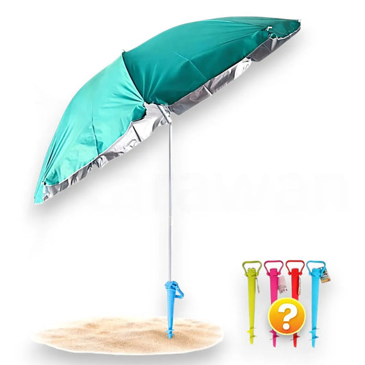 UPF50 Nylon Beach Umbrella with 37x9.5 cm Support - Lightweight, Portable, and Durable for Outdoor Use in Various Colors, Ideal for Beach, Garden, and Terrace.