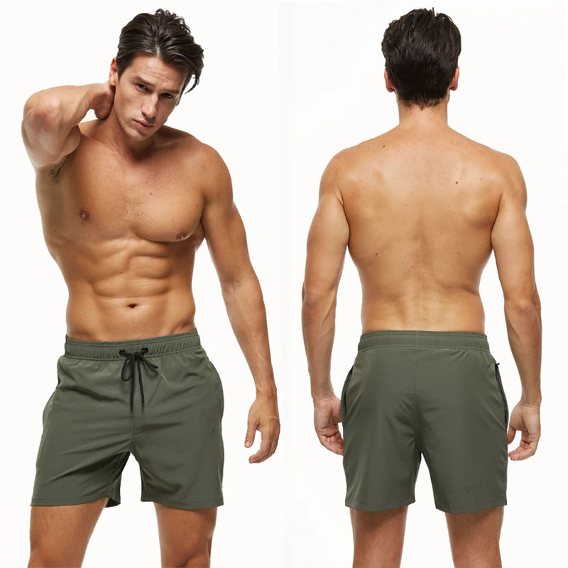 Escatch Brand 2026 Men's Stretch Swim Trunks Quick Dry Beach Shorts With Zipper Pockets and Mesh Lining