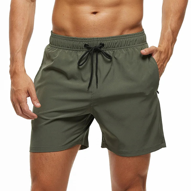 Escatch Brand 2026 Men's Stretch Swim Trunks Quick Dry Beach Shorts With Zipper Pockets and Mesh Lining