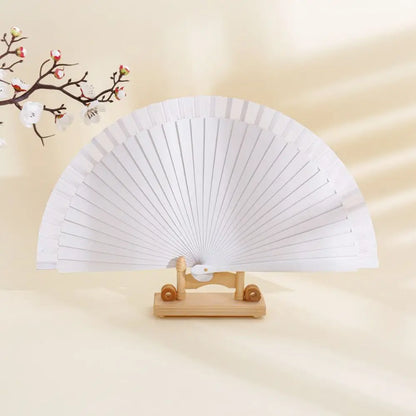 Classical Simple Spanish Plain Fan Handmade Art Craft Pure Wood Folding Fan Solid Color Decorative Props Fan Party Gift