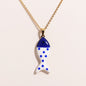 Waterproof Cute Colorful Enamel Fish Pendant Necklaces For Women Girls Lovely Stainless Steel Gold Color Summer Beach Jewelry