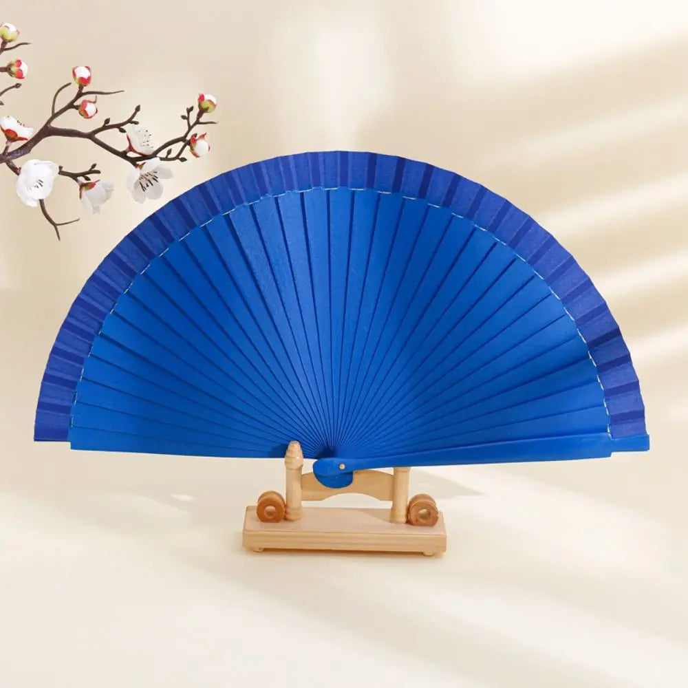 Classical Simple Spanish Plain Fan Handmade Art Craft Pure Wood Folding Fan Solid Color Decorative Props Fan Party Gift