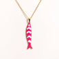 Waterproof Cute Colorful Enamel Fish Pendant Necklaces For Women Girls Lovely Stainless Steel Gold Color Summer Beach Jewelry