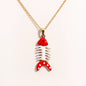 Waterproof Cute Colorful Enamel Fish Pendant Necklaces For Women Girls Lovely Stainless Steel Gold Color Summer Beach Jewelry