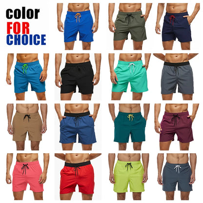 Escatch Brand 2026 Men's Stretch Swim Trunks Quick Dry Beach Shorts With Zipper Pockets and Mesh Lining