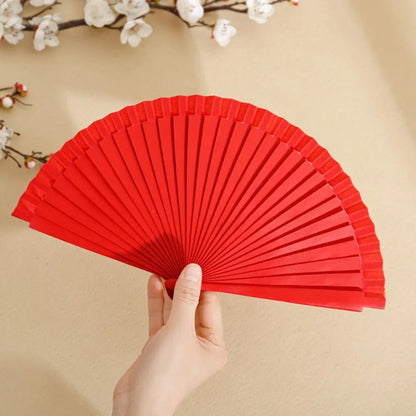 Classical Simple Spanish Plain Fan Handmade Art Craft Pure Wood Folding Fan Solid Color Decorative Props Fan Party Gift