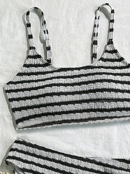Women's Striped Bikini Set High Quality Adjustable Tie Swimwear Summer Essentials 2 Piece Swimsuit for Spa, Beach & Water Sports