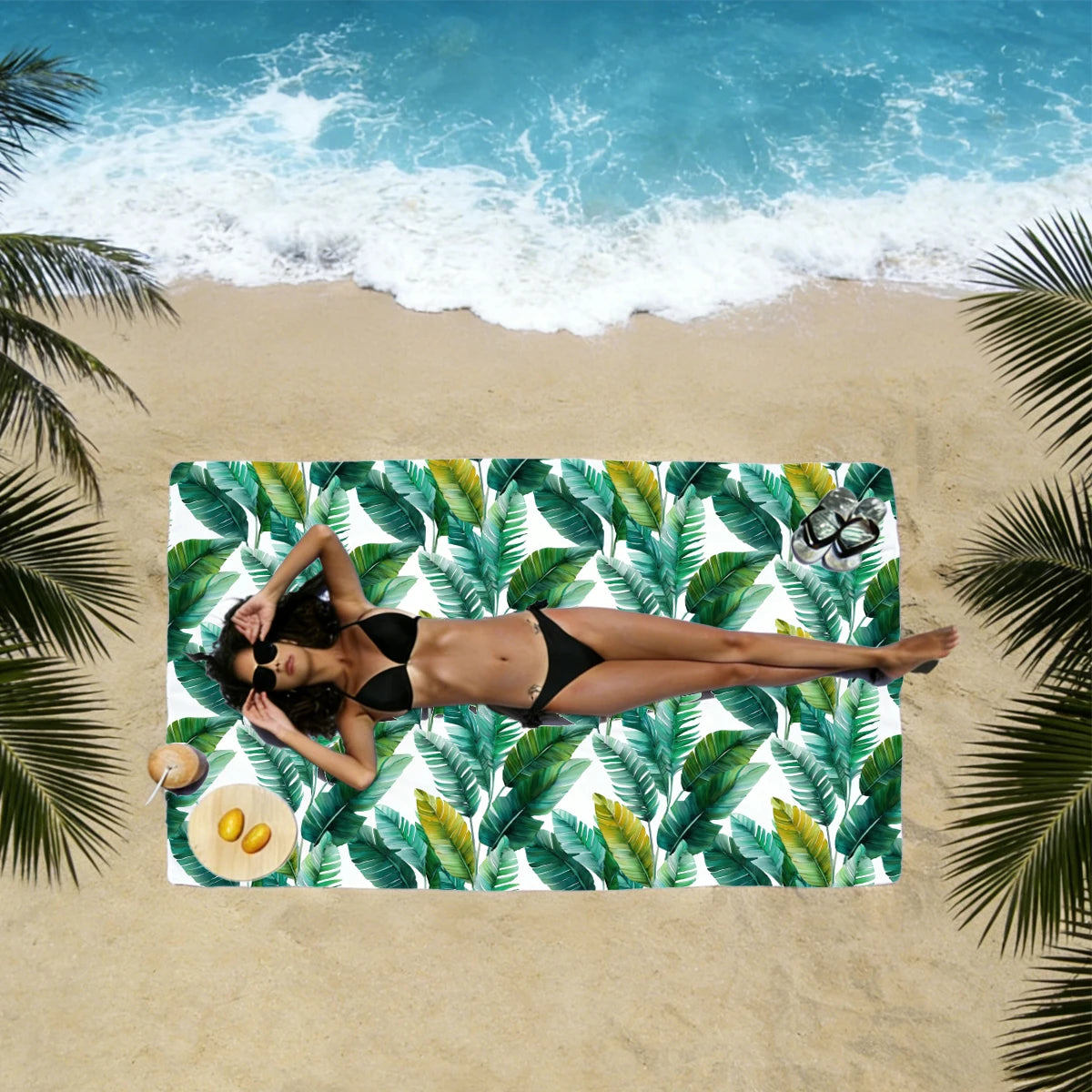 Thin Lightweight Microfiber Beach Towel Sand Free Quick Dry Absorbent Compact Towels for Swimming Pool Camping Beach Accessories