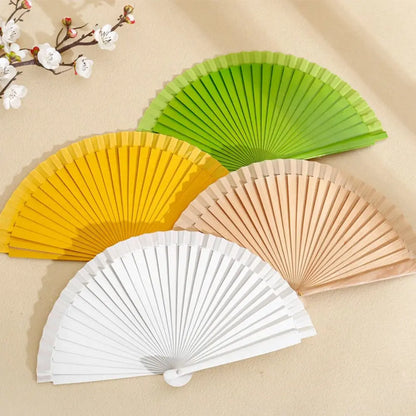 Classical Simple Spanish Plain Fan Handmade Art Craft Pure Wood Folding Fan Solid Color Decorative Props Fan Party Gift