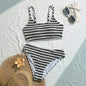 Women's Striped Bikini Set High Quality Adjustable Tie Swimwear Summer Essentials 2 Piece Swimsuit for Spa, Beach & Water Sports