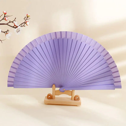 Classical Simple Spanish Plain Fan Handmade Art Craft Pure Wood Folding Fan Solid Color Decorative Props Fan Party Gift