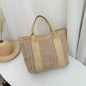 Summer Trend Straw Bags New Popular Hit Color Handbags for Women Zipper Color Matching Tote Bag