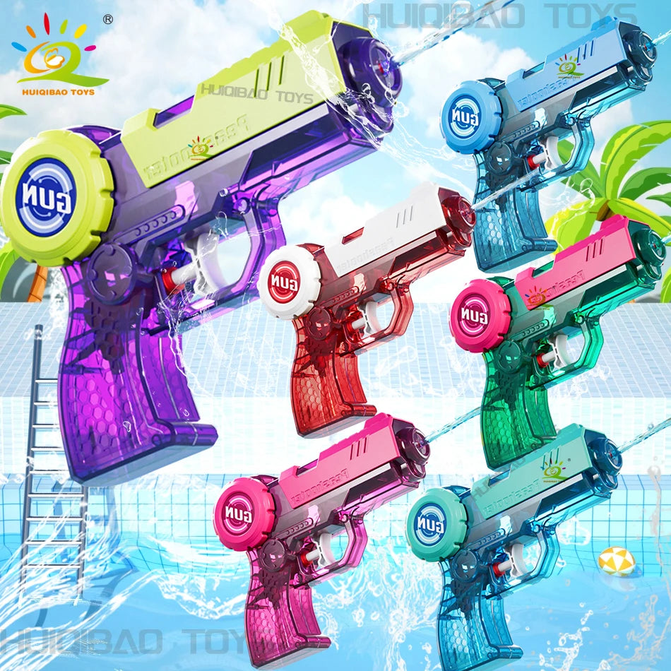 HUIQIBAO Press the small water gun. Summer outdoor interactive beach water play battle. Children's water sprayer toy.