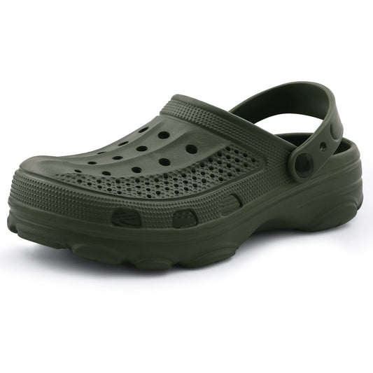 Kidmi New Men's Clogs Sandals Deep Heel Men Flat Sandals Summer Holes Waterproof Home Sandals Outdoor Antiskid Sole Beach Slides