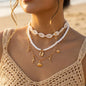 Bohemain Vintage Shell Starfish Turtle Multilayer Necklace for Women Ethnic Handmade Blue Beaded Necklaces Summer Beach Jewelry