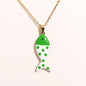 Waterproof Cute Colorful Enamel Fish Pendant Necklaces For Women Girls Lovely Stainless Steel Gold Color Summer Beach Jewelry