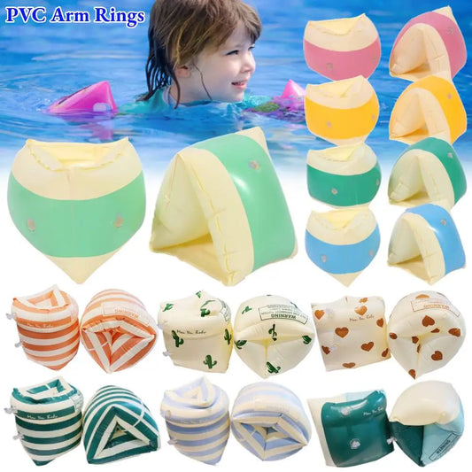 2pcs PVC Inflatable Arm Rings Summer Swimming Arm Floater Kids Pool Float Sleeve Inflatable Pool Buoy Armbands Pool Accessories