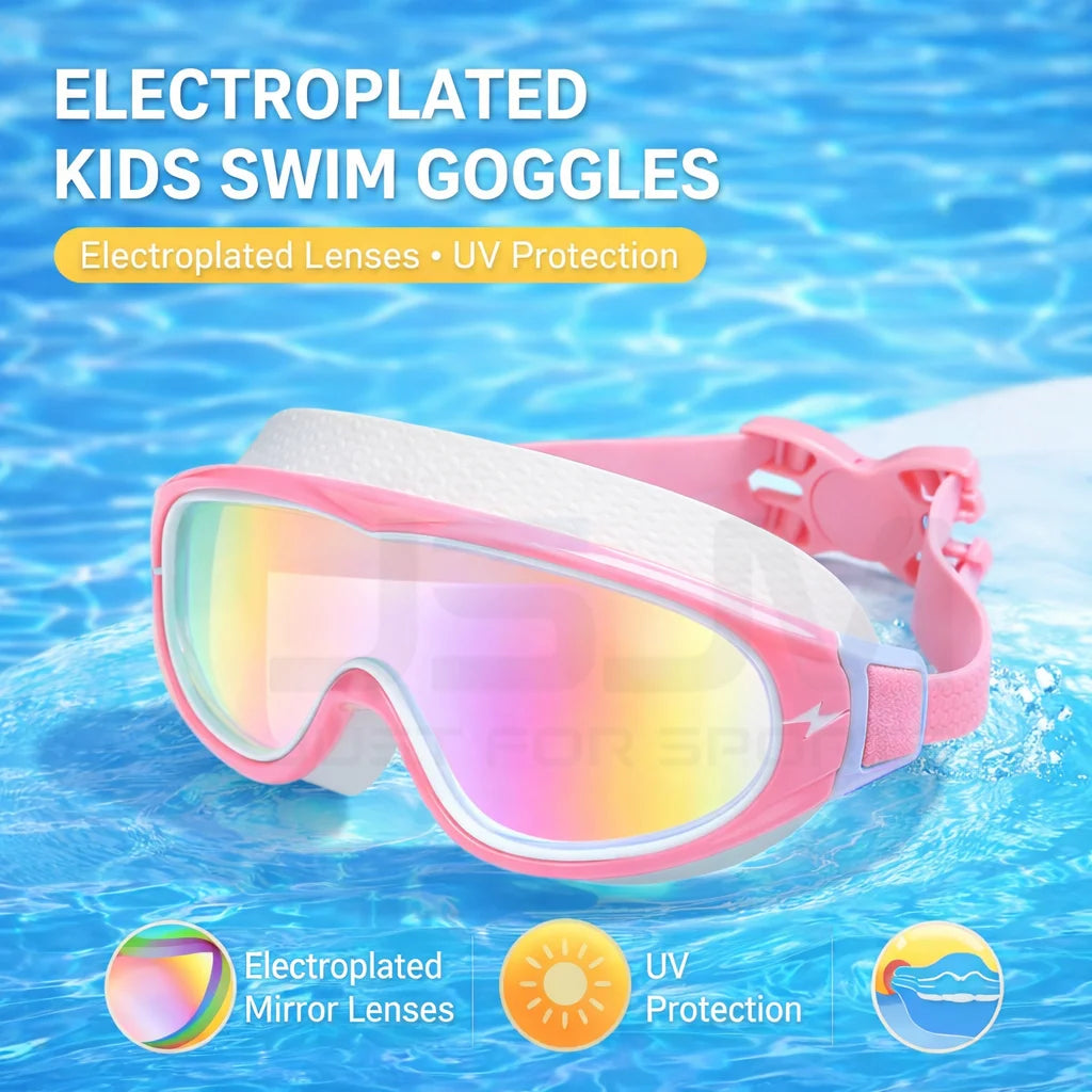 JSJM New Kids Swimming Goggles Big Frame HD Wide View Anti-Fog Waterproof Swim Mask For Boys Girls Ages 3-15 Multi-Color Choice