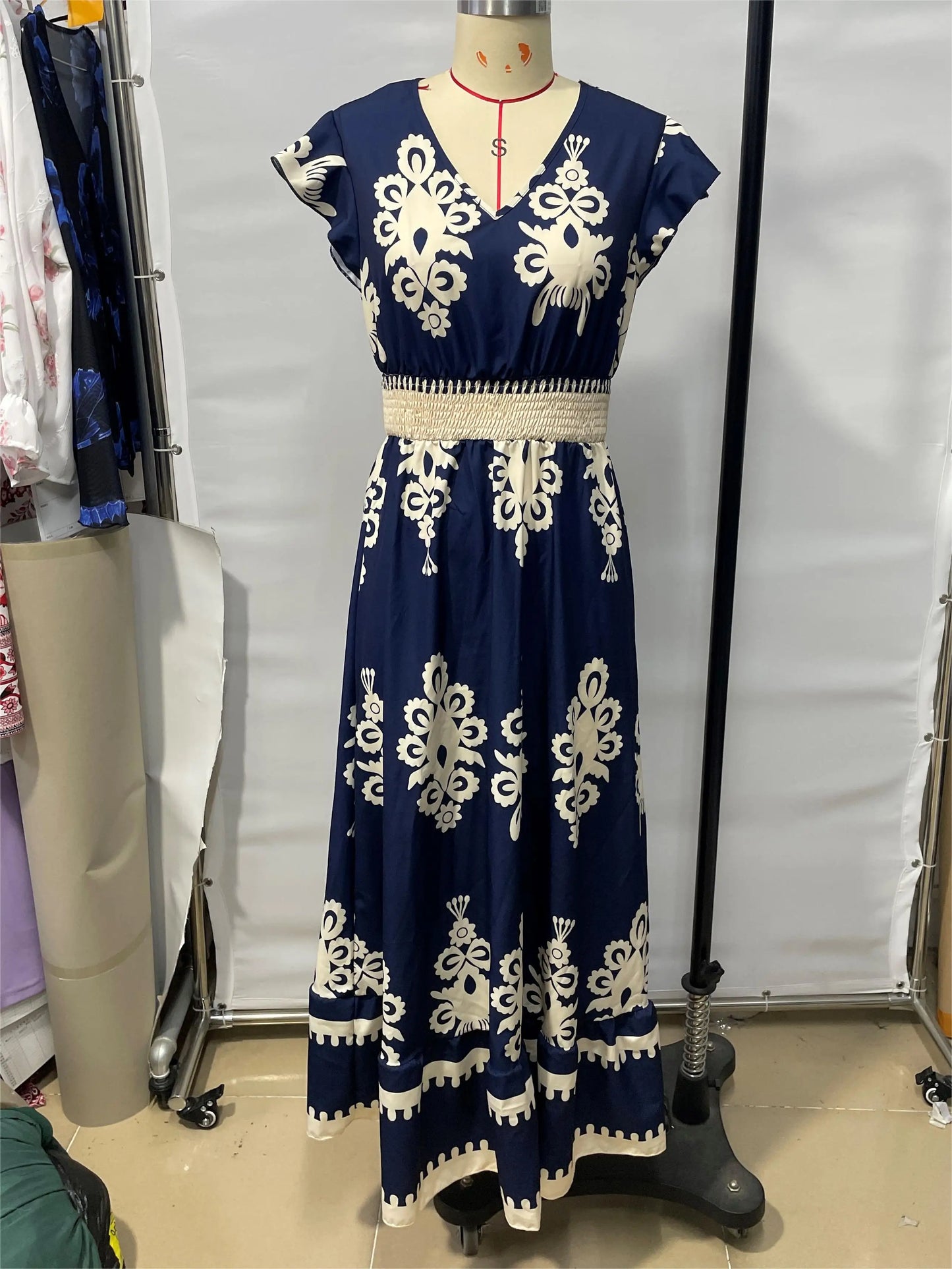 Dresses for Women New Summer Short Sleeve V-Neck Women Dress Elegant Print A-LINE Dress Women Vestidos De Verano Mujer 2026 Q433