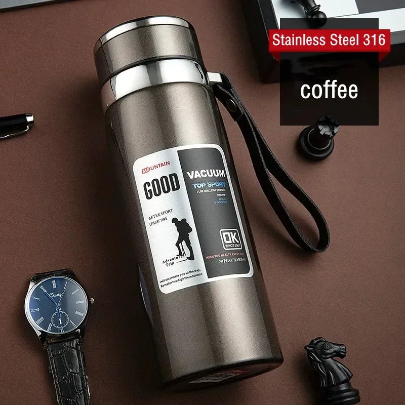 600ML/1000ML/1200ML Double Stainless Steel 316 Thermal Flask with Filter Portable Coffee Tea Thermal Bottle Travel Tumbler