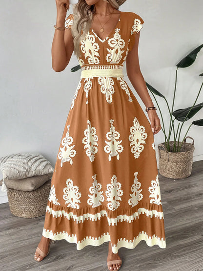 Dresses for Women New Summer Short Sleeve V-Neck Women Dress Elegant Print A-LINE Dress Women Vestidos De Verano Mujer 2026 Q433