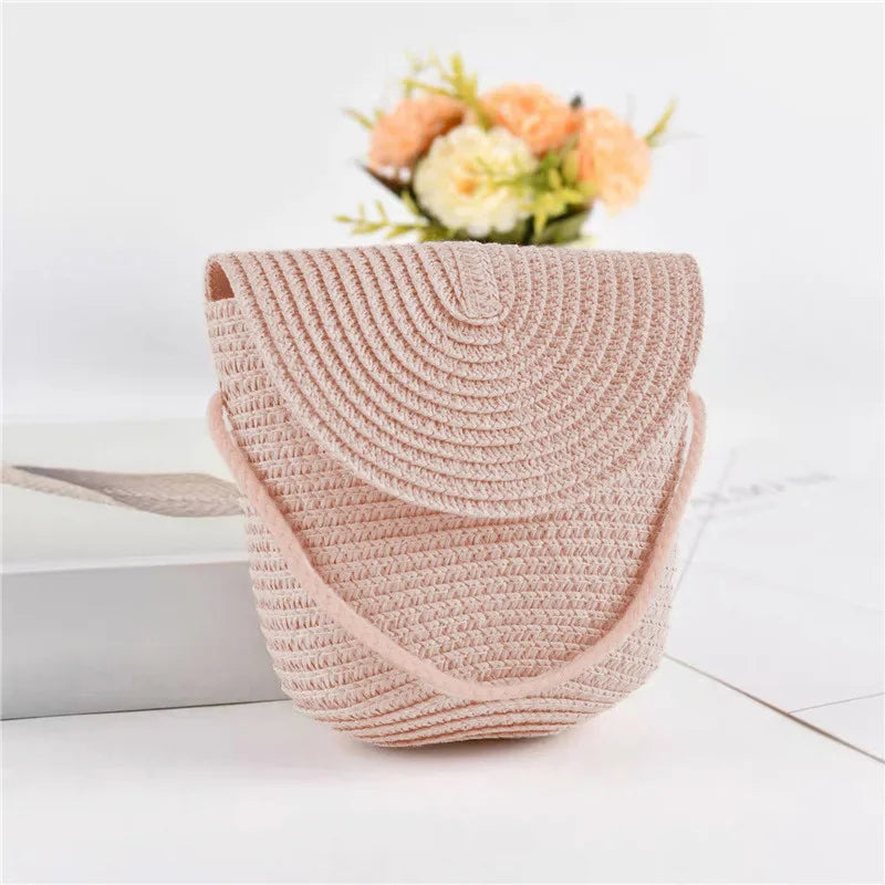 Beach Straw Shoulder Messenger Bag Women Bohemian Summer Woven Rattan Bucket Shoulder Handbag Handmade Crossbody Bags For Women