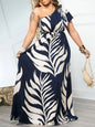 Bohemian Leaf Print A-line Maxi Dress for Woman Holiday One Shoulder High Waist Club Party Long Dresses Vestidos De Verano 2025