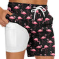 3D Print 2 in 1 Mens Swim Trunks Summer Quick Dry Beach Shorts with Phone Pocket Swimwear Swimsuit Bathing Suit  Board Shorts