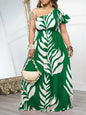 Bohemian Leaf Print A-line Maxi Dress for Woman Holiday One Shoulder High Waist Club Party Long Dresses Vestidos De Verano 2025