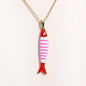 Waterproof Cute Colorful Enamel Fish Pendant Necklaces For Women Girls Lovely Stainless Steel Gold Color Summer Beach Jewelry