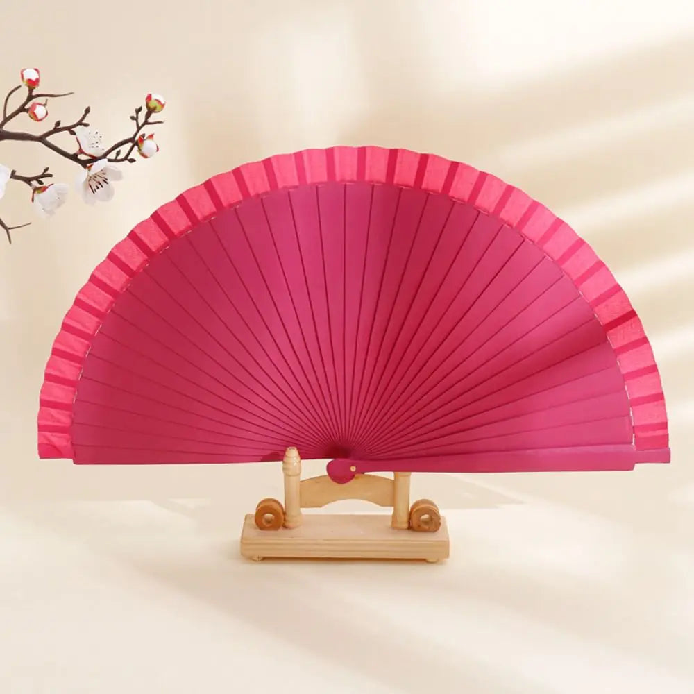 Classical Simple Spanish Plain Fan Handmade Art Craft Pure Wood Folding Fan Solid Color Decorative Props Fan Party Gift