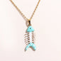Waterproof Cute Colorful Enamel Fish Pendant Necklaces For Women Girls Lovely Stainless Steel Gold Color Summer Beach Jewelry