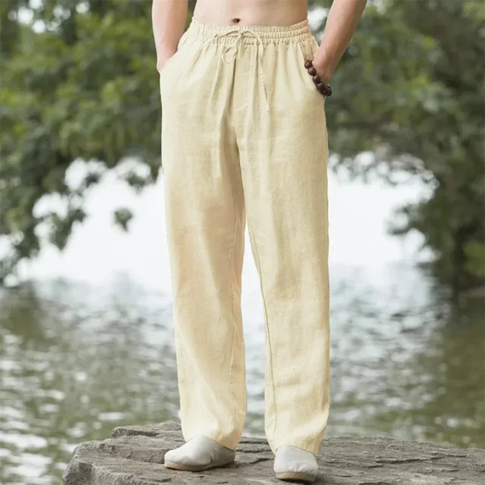 New Men's Beach Pants Joggers Fashion Cotton Linen Sweatpants Casual Pants Hawaiian Vacation Loose Spring/Summer Long M-4XL