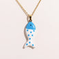 Waterproof Cute Colorful Enamel Fish Pendant Necklaces For Women Girls Lovely Stainless Steel Gold Color Summer Beach Jewelry