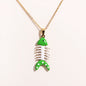 Waterproof Cute Colorful Enamel Fish Pendant Necklaces For Women Girls Lovely Stainless Steel Gold Color Summer Beach Jewelry