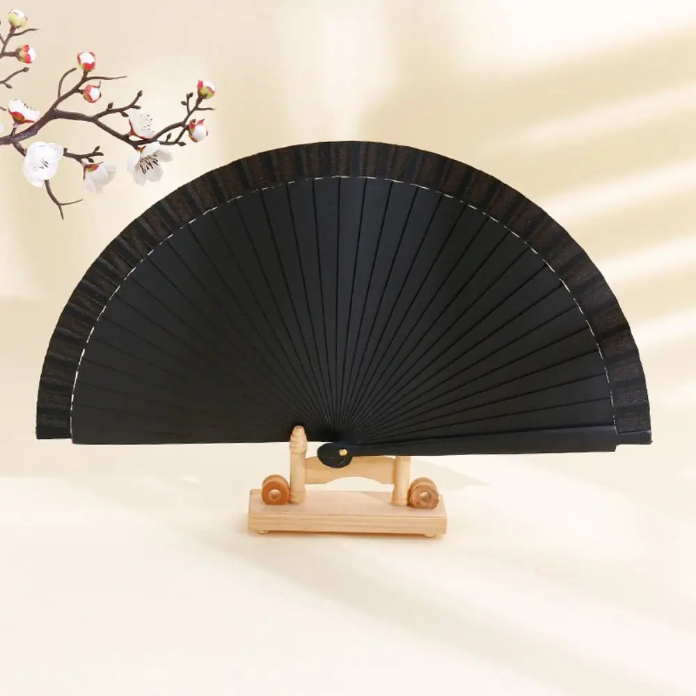 Classical Simple Spanish Plain Fan Handmade Art Craft Pure Wood Folding Fan Solid Color Decorative Props Fan Party Gift
