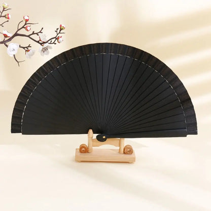 Classical Simple Spanish Plain Fan Handmade Art Craft Pure Wood Folding Fan Solid Color Decorative Props Fan Party Gift