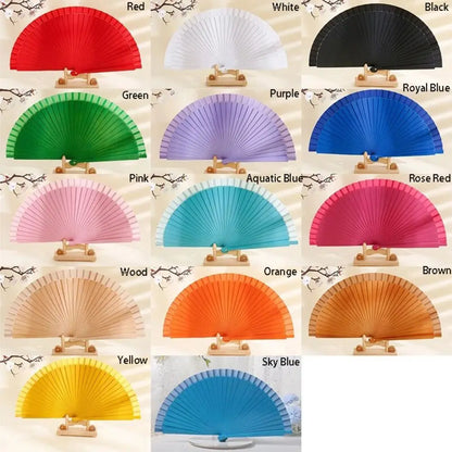 Classical Simple Spanish Plain Fan Handmade Art Craft Pure Wood Folding Fan Solid Color Decorative Props Fan Party Gift