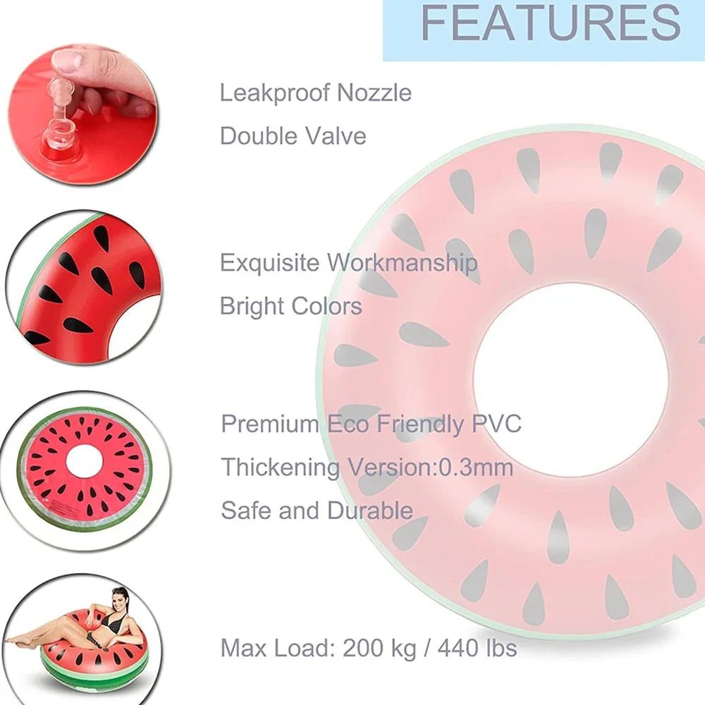 1pc Watermelon Swimming Ring PVC Inflatable Swim Circle For Outdoor Sport Beach Pool Party  Floating Ring