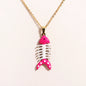Waterproof Cute Colorful Enamel Fish Pendant Necklaces For Women Girls Lovely Stainless Steel Gold Color Summer Beach Jewelry