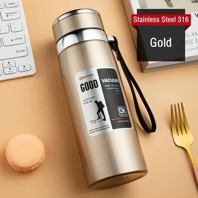 600ML/1000ML/1200ML Double Stainless Steel 316 Thermal Flask with Filter Portable Coffee Tea Thermal Bottle Travel Tumbler