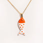 Waterproof Cute Colorful Enamel Fish Pendant Necklaces For Women Girls Lovely Stainless Steel Gold Color Summer Beach Jewelry