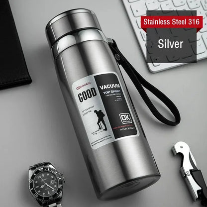 600ML/1000ML/1200ML Double Stainless Steel 316 Thermal Flask with Filter Portable Coffee Tea Thermal Bottle Travel Tumbler