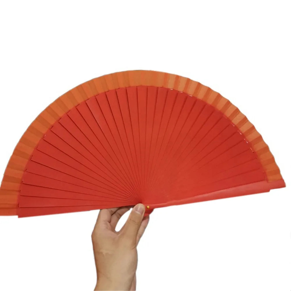 Classical Simple Spanish Plain Fan Handmade Art Craft Pure Wood Folding Fan Solid Color Decorative Props Fan Party Gift