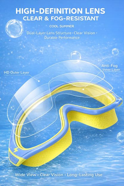JSJM New Kids Swimming Goggles Big Frame HD Wide View Anti-Fog Waterproof Swim Mask For Boys Girls Ages 3-15 Multi-Color Choice