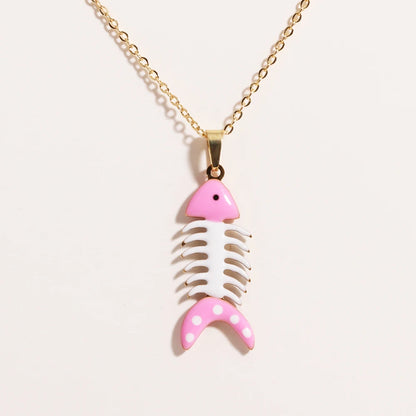 Waterproof Cute Colorful Enamel Fish Pendant Necklaces For Women Girls Lovely Stainless Steel Gold Color Summer Beach Jewelry