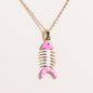Waterproof Cute Colorful Enamel Fish Pendant Necklaces For Women Girls Lovely Stainless Steel Gold Color Summer Beach Jewelry