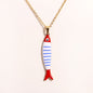 Waterproof Cute Colorful Enamel Fish Pendant Necklaces For Women Girls Lovely Stainless Steel Gold Color Summer Beach Jewelry